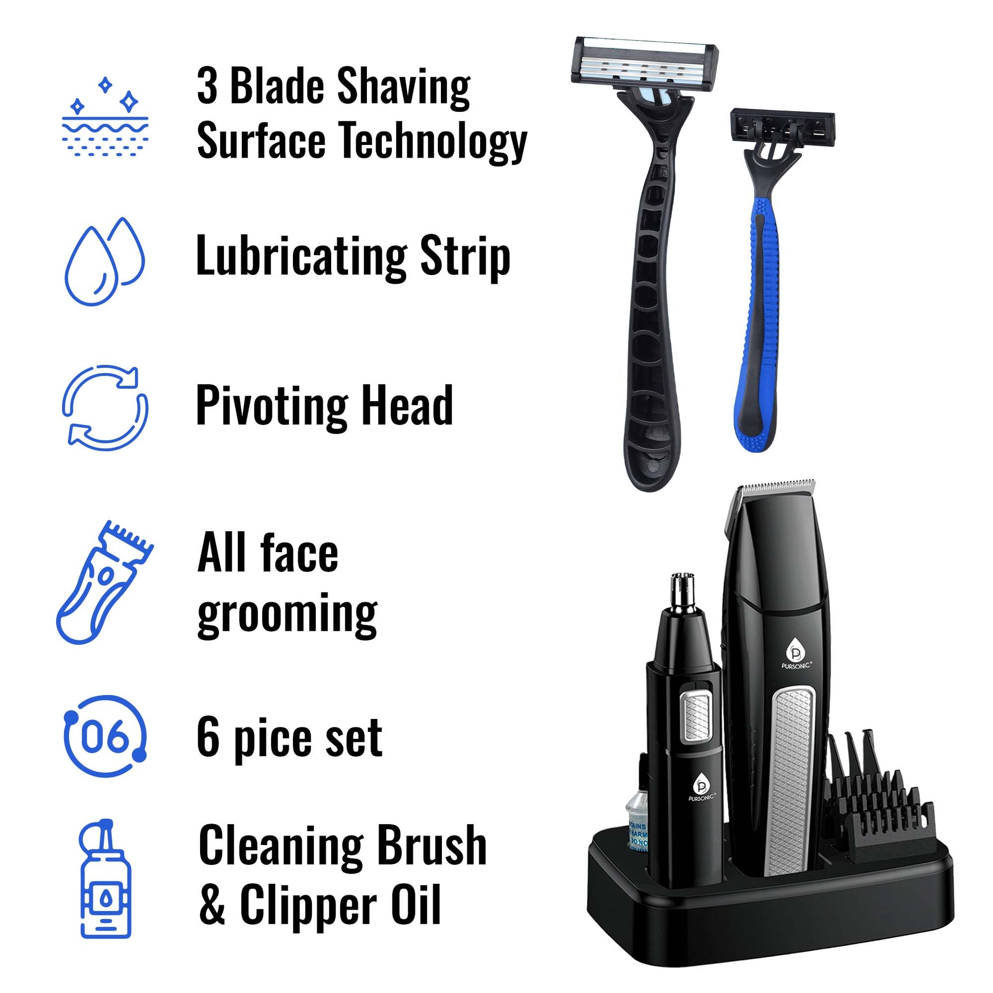 Mario Lopez Ultimate Grooming Set – 10-Piece Hair, Beard & Body Grooming Kit + Disposable Razors-3