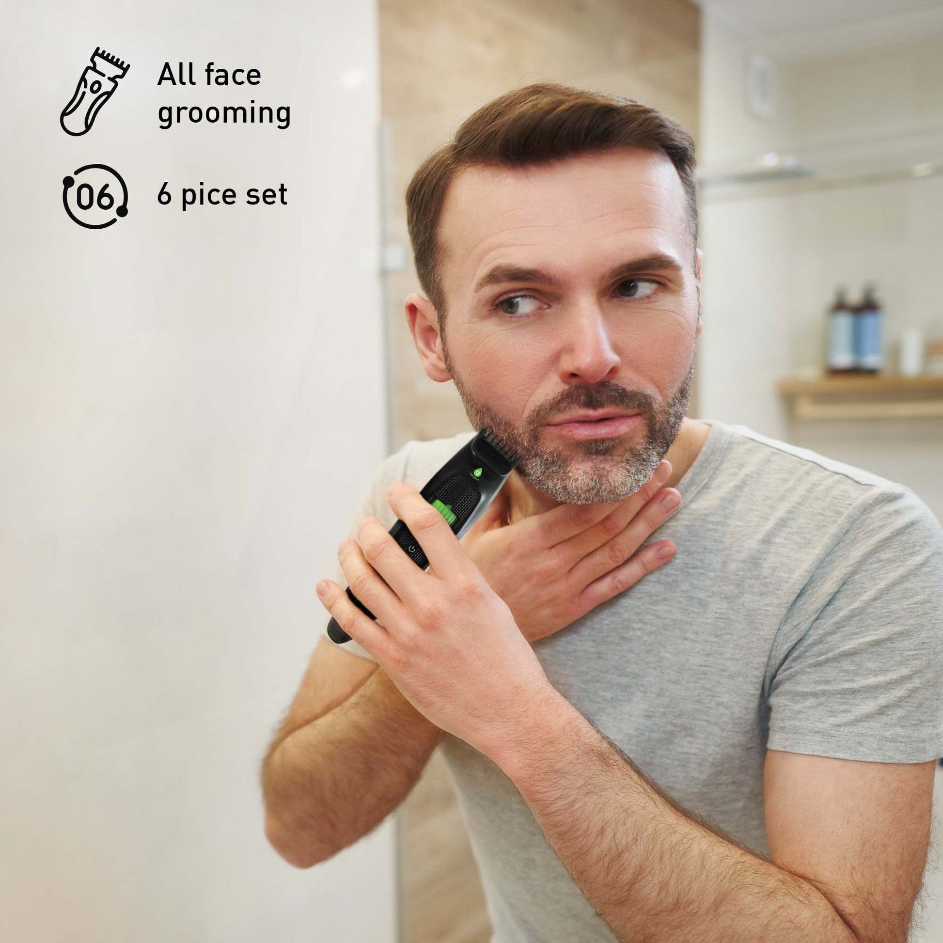Pursonic Men’s Refresh & Groom Kit: Cedarwood, Tea Tree & Eucalyptus Wipes + Rechargeable Beard & Body Trimmer-1