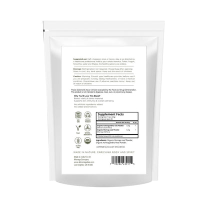 Organic Moringa & Ashwagandha Powder – Adaptogenic Superfood for Stress & Energy 4oz USDA Organic, Non-GMO-1