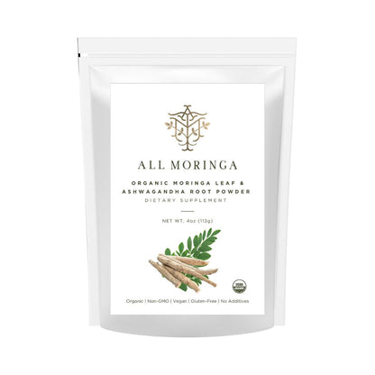 Organic Moringa & Ashwagandha Powder – Adaptogenic Superfood for Stress & Energy 4oz USDA Organic, Non-GMO-0