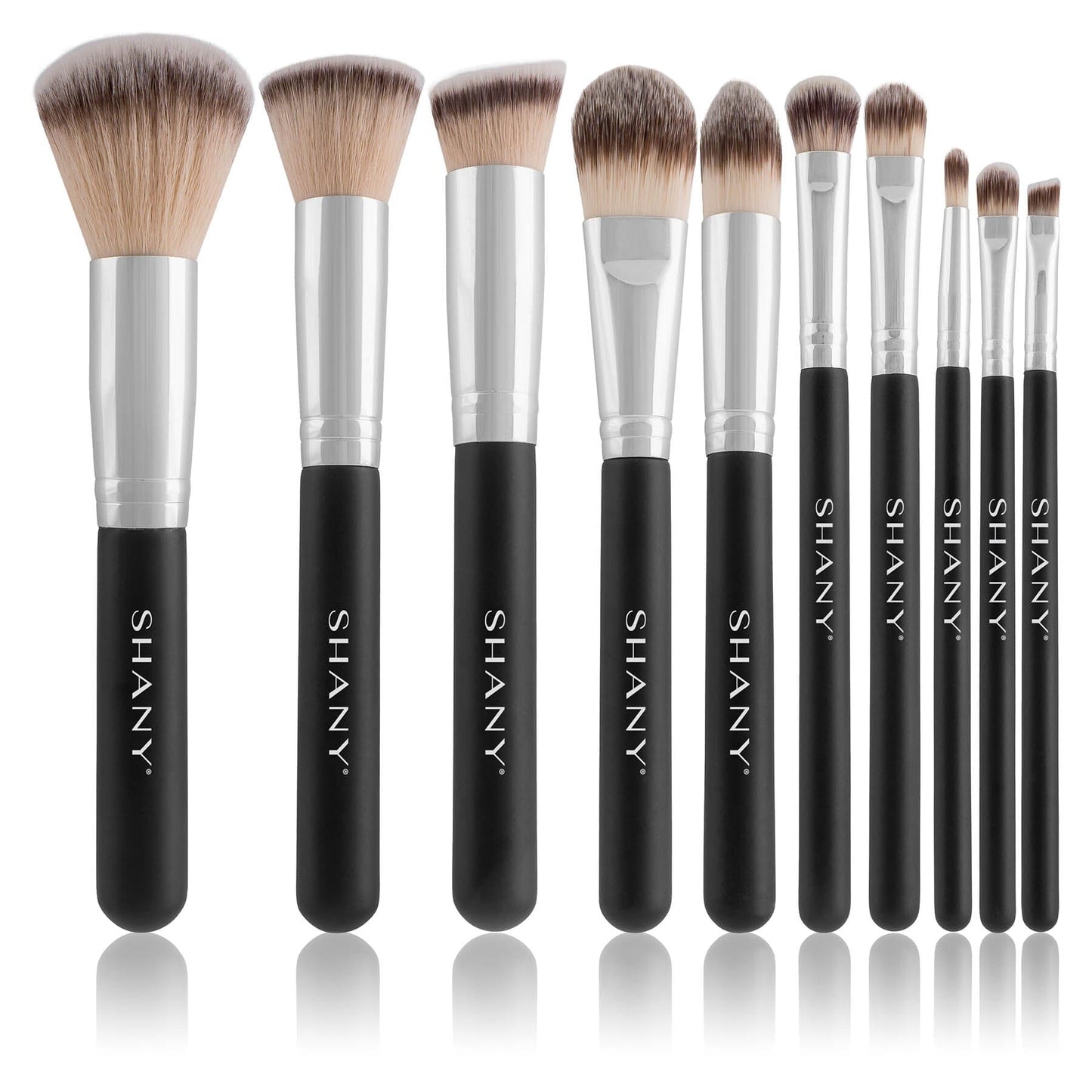 Black OMBRE Pro 10 PC Essential Makeup Brush Set with Travel Pouch-4