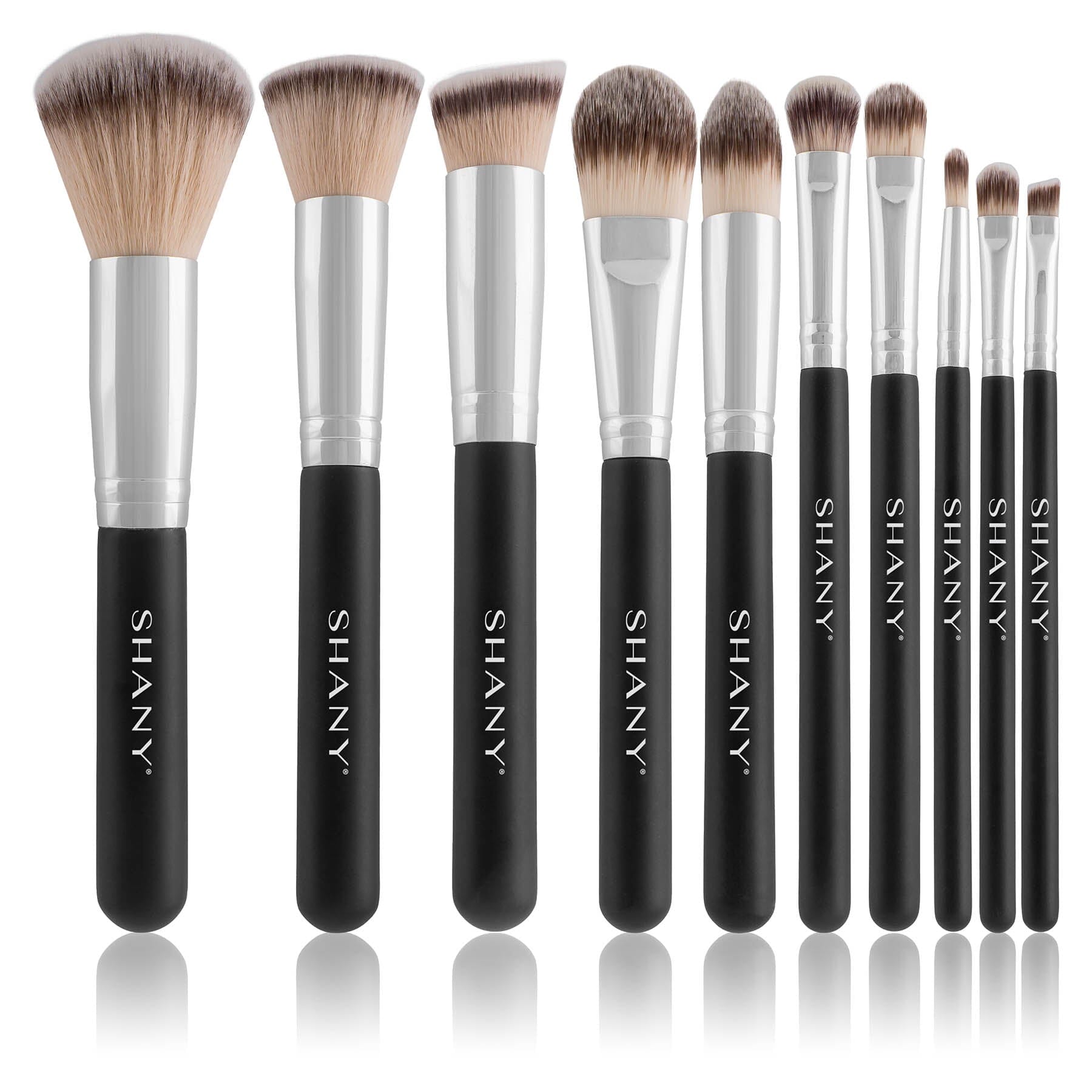Black OMBRE Pro 10 PC Essential Makeup Brush Set with Travel Pouch-4