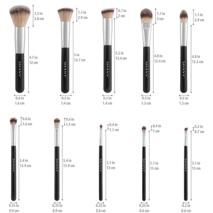 Black OMBRE Pro 10 PC Essential Makeup Brush Set with Travel Pouch-3