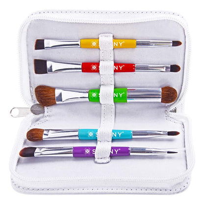 THE DOUBLE TROUBLE - 5 PC Double Sided Essential Brush Set with Travel Pouch-1