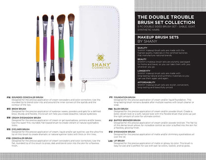 THE DOUBLE TROUBLE - 5 PC Double Sided Essential Brush Set with Travel Pouch-3