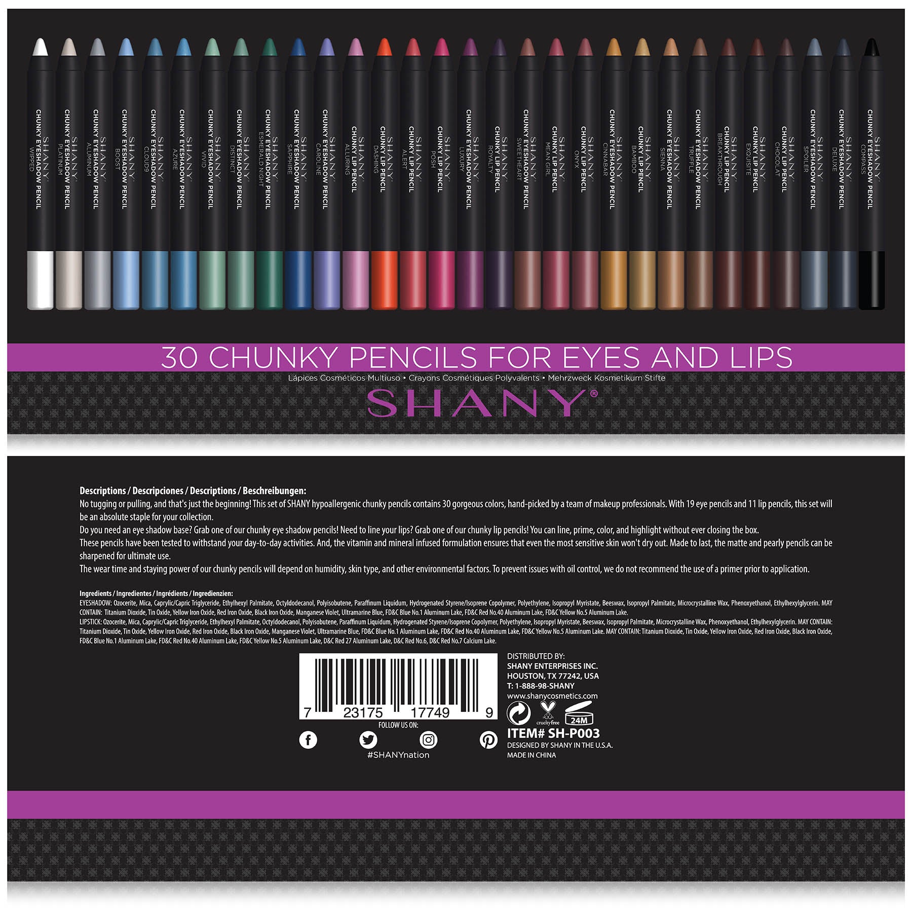 Chunky Makeup Pencils For Eyes and Lips W Vitamin E & Aloe Vera - 30 Colors-2