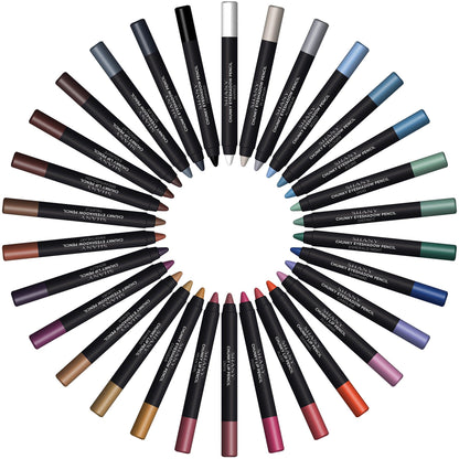 Chunky Makeup Pencils For Eyes and Lips W Vitamin E & Aloe Vera - 30 Colors-1