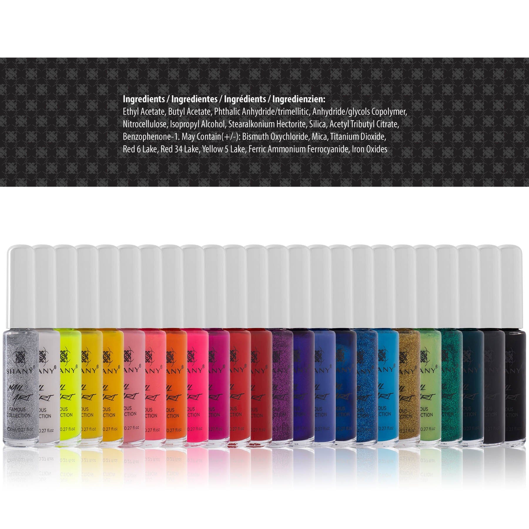 Nail Art Set Nail Polish - Fine Brush For Nail Design - 24 Famous Colors-2